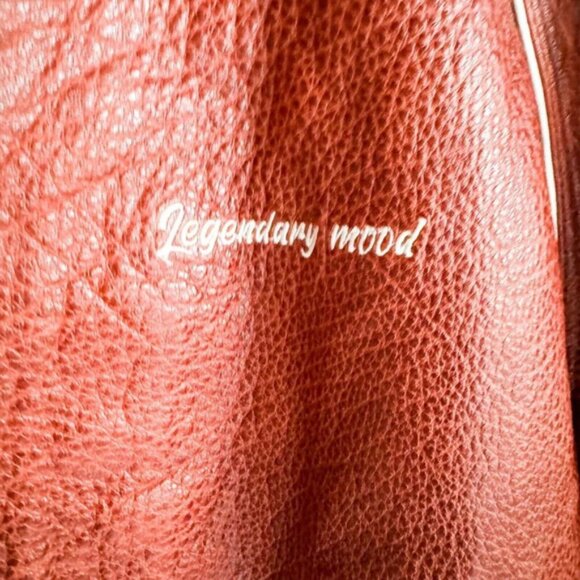 Zara Brown Buffalo Leather Embroidered Varsity Jacket L - Picture 3 of 7